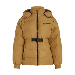 Джинсы Karl Lagerfeld A3W15023, пуховая куртка с поясом Karl lagerfeld jeans, коричневый