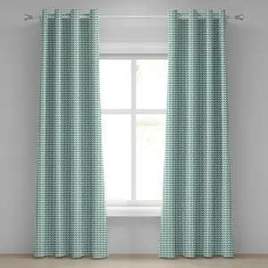 Штора на люверсах ABAKUHAUS Mint с абстрактным зигзагообразным узором в этническом стиле с минималистичными эффектами, современный дизайн в стиле бохо, декоративные двухпанельные шторы, 280 x 260 см, цвет: бирюзовый Abakuhaus