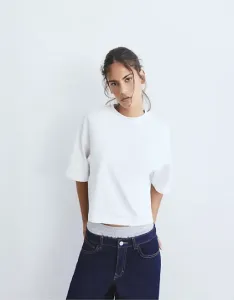 Белая футболка свободного кроя с короткими рукавами Pull&Bear