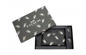 Подарочный набор в коробке: клатч из ПВХ, маленький бумажник для женщин, черный COACH