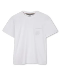 Детская хлопковая футболка с карманом BOSS Kidswear, белый