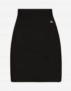 Короткая облегающая вязана́я юбка из вискозы с логотипом dg Dolce & Gabbana, черный
