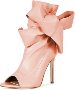 Женские ботильоны Maiyang с круглым носком и боковым бантом, на высоком каблуке-стилетто, модные для вечеринок, выпускного и повседневной носки, размер 4-16 US, Light Salmon