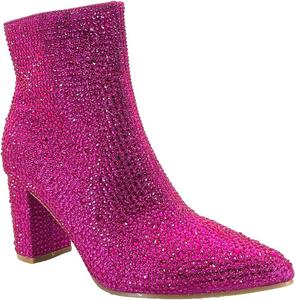Женские ботильоны ABSOLEX с заостренным носком, стразами, средним каблуком, Fuchsia