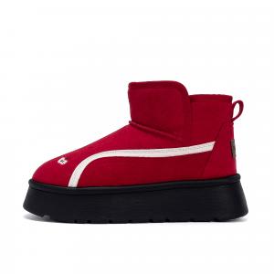 HUANQIU Симпатичные винтажные термо-сапоги на высокой подошве с прибавкой 10 см, женские, бежево-красные