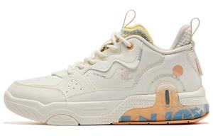 QIAODAN Кроссовки для скейтбординга женские, белые, оранжевые, противоскользящие, износостойкие, средней высоты