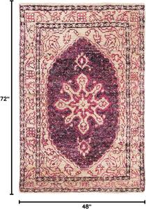 Ковер SAFAVIEH, 122 x 183 см, Tangier Collection, Fuchsia & Beige, ручной вязки, традиционный вискоза и джут, идеально для помещений с высокой проходимостью: прихожая, гостиная, спальня (TGR604A)