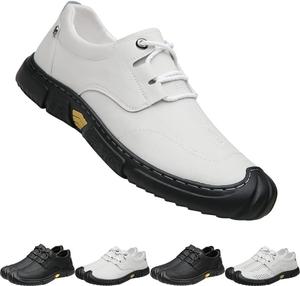 Мужские походные кожаные сандалии для вождения, повседневная обувь для активного отдыха, закрытые дышащие легкие кроссовки Generic, Whitea