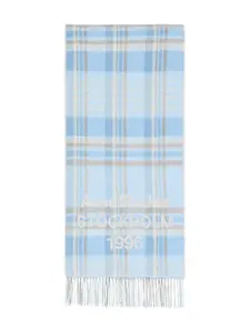 Шарф в клетку с бахромой Acne Studios, синий