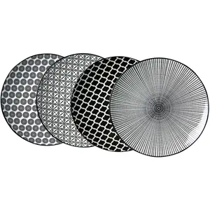 Обеденные тарелки Ritzenhoff & Breker «Takeo» (набор, 4 шт.), фарфор, скандинавский стиль, Ø 26,5 см, черный