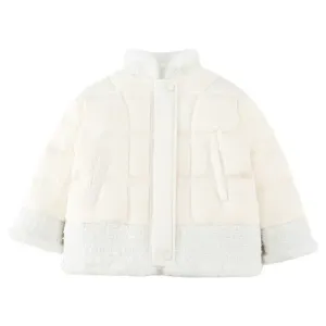 Детская утепленная куртка с воротником стойкой PROTECTCAMEL, экрю