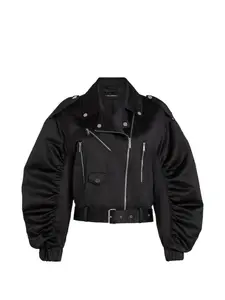 Сатиновая бомбер-куртка с драпировкой Karl Lagerfeld, черный