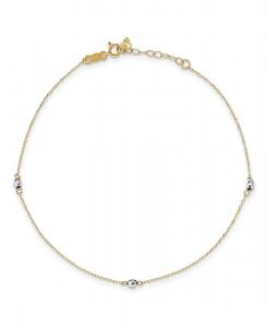 Браслет с блестящими бусинами (3 мм) из 14-каратного желтого и белого золота Macy's, Tt Gold