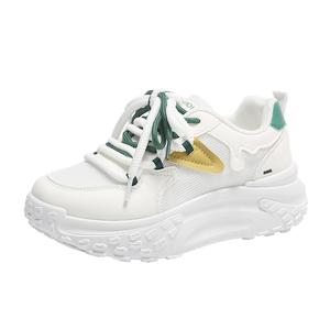 King Jinmai Скользоустойчивые дышащие женские кроссовки на платформе с низким верхом бело-зеленые, цвет White Green