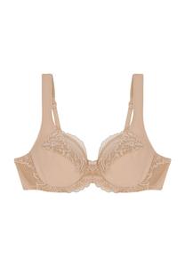 Современный кружевной + хлопковый бюстгальтер на косточках с широкими бретелями и кружевным бантом для женщин Triumph, цвет Neutral Beige