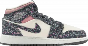Кроссовки Air Jordan 1 Mid SE GS 'Floral', черный