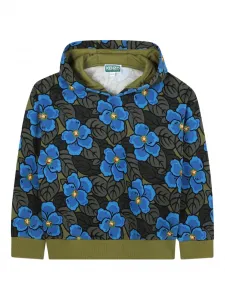 Худи с цветочным принтом Kenzo Kids, зеленый