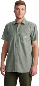 Мужская легкая рубашка Carhartt 106745 Rugged Flex с коротким рукавом, свободного кроя, Forestry Green Cross Weave
