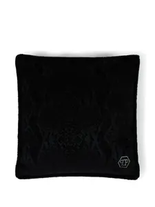 Велюровая подушка с логотипом Philipp Plein, черный