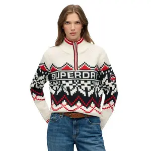 Свитер Superdry Intarsia half zip, белый