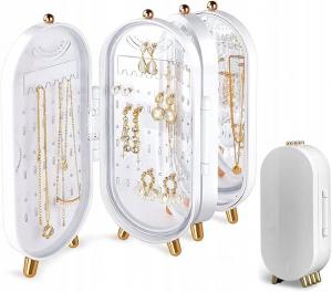 Органайзер для ювелирных изделий Серьги Браслеты Зеркало Складной F22 Белый Inna