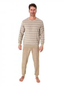 NORMANN Пижама из махровой ткани с длинными рукавами и манжетами, бежевого цвета
