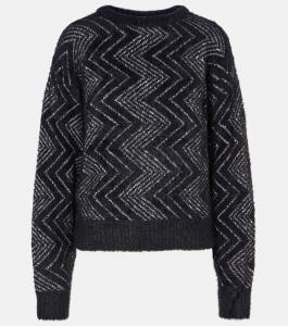 Металлический свитер с узором «зигзаг» Missoni, цвет base black and zigzag white