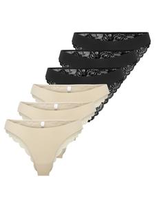 ONLY Комплект из 6 трусов, черно-бежевого цвета