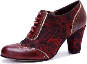 Женские кожаные туфли SOCOFY, женские разноцветные винтажные оксфорды на устойчивом каблуке, противоскользящие туфли, туфли для платья, зимние ботильоны, женские ручной работы на шнуровке для свадебной вечеринки Eimeinuosy, Rose