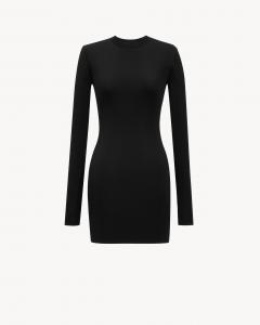 Мини-платье из трикотажа Saint Laurent, черный