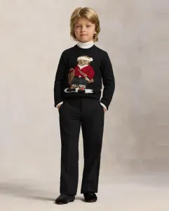 Детский хлопковый джемпер с медвежонком Polo Polo Ralph Lauren, черный