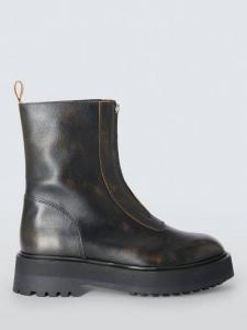 Портленд кожаные ботинки на платформе с молнией спереди John Lewis, Dark Brown