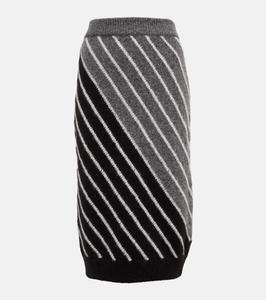 Юбка миди в полоску из смеси шерсти и альпаки Stella McCartney, разноцветный