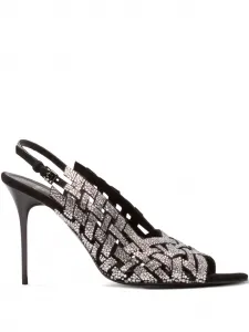 Сандалии со стразами Balmain, черный