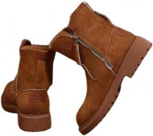 Женские зимние сапоги Faithgee до середины икры, с теплой флисовой подкладкой, боковой молнией, верх из искусственной кожи, резиновая подошва, повседневный стиль, средняя ширина, Brown