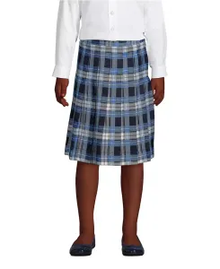 Школьная юбка для девочек в клетку плиссе ниже колена Lands' End, синий