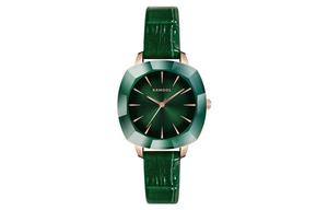 KANGOL Часы Quartz Movement Genuine Leather Strap Watch Women's Watch Green Dial, Emerald