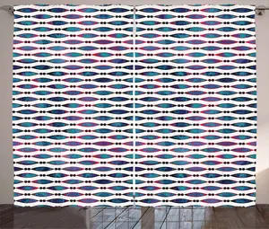 Штора ABAKUHAUS в этническом деревенском стиле, ретро-бохо, овальные формы, присборенная тесьма для спальни с петлями и крючками, 280 x 225 см, темно-синий, пурпурный, черный Abakuhaus