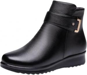 Женские теплые ботинки на щиколотку с толстой подошвой и платформой, из хлопковой ткани, с мягкой внутренней отделкой, декорированы пряжкой, подходят для осени и зимы. SPKFHD, Black