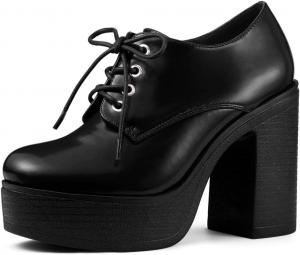 Женские ботильоны Allegra K на платформе с шнуровкой и массивным каблуком, Schwarz