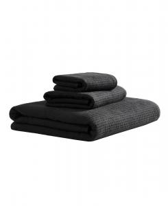 Набор из 3 полотенец Eternity из однотонной хлопковой махровой ткани Calvin Klein, черный