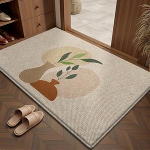 Dajiang Ковер 90х150 см для прихожей, устойчивый к загрязнениям, не требует стирки, в элегантном оранжевом цветочном стиле