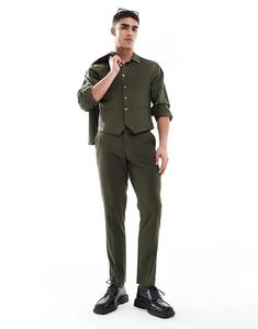 Узкие брюки ASOS DESIGN оливково-зеленого цвета