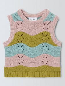 Детский вязаный топ с волнистым узором John Lewis, Multi