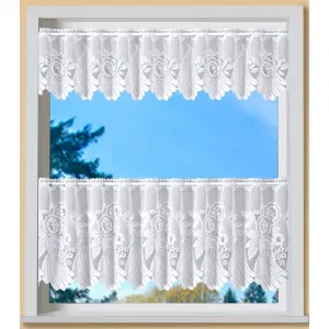 Тюль Savannah с карманом для карниза, 1 шт., стиль бистро, жаккард, кайма, край, цветочный узор, гардина, штора Weckbrodt, белый