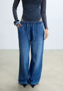 Свободные джинсы свободного кроя на шнуровке Stradivarius, Mottled Dark Blue