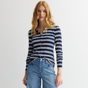 Женская рубашка с длинным рукавом на пуговицах Sonoma Goods For Life, Bold Navy Stripe