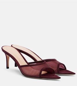 Острые замшевые и органзовые мюли Pointy 70 Gianvito Rossi, Royale+Royale