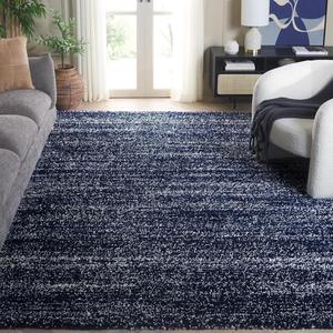 Ковер SAFAVIEH, 275 x 366 см, Hudson Shag Collection, Navy & Ivory, современный абстрактный дизайн, не линяет и прост в уходе, идеален для помещений с высокой проходимостью в гостиной, спальне (SGH295N)