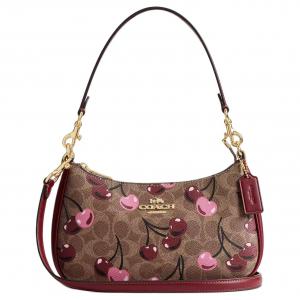 COACH Терри Тканевая Сумка Через Плечо Средний Размер Женская Золотая Коричневая Умбра Мультиколор